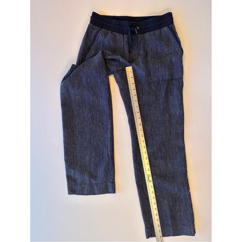 ATHLETA Bali 100% Linen Pull On Pants Womens Size 4 Navy Stripe Nautical Coastal - Picture 9 of 15